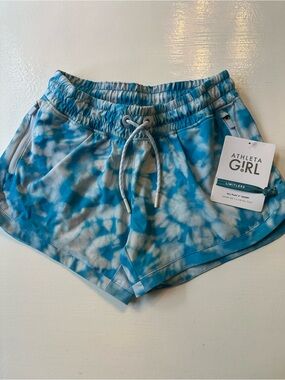 Athleta Girl Size 8-10.Blue and White Tie-Dye Athletic Shorts